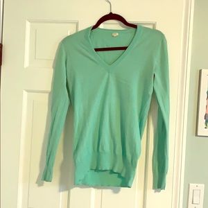 Mint green v-neck j.crew sweater